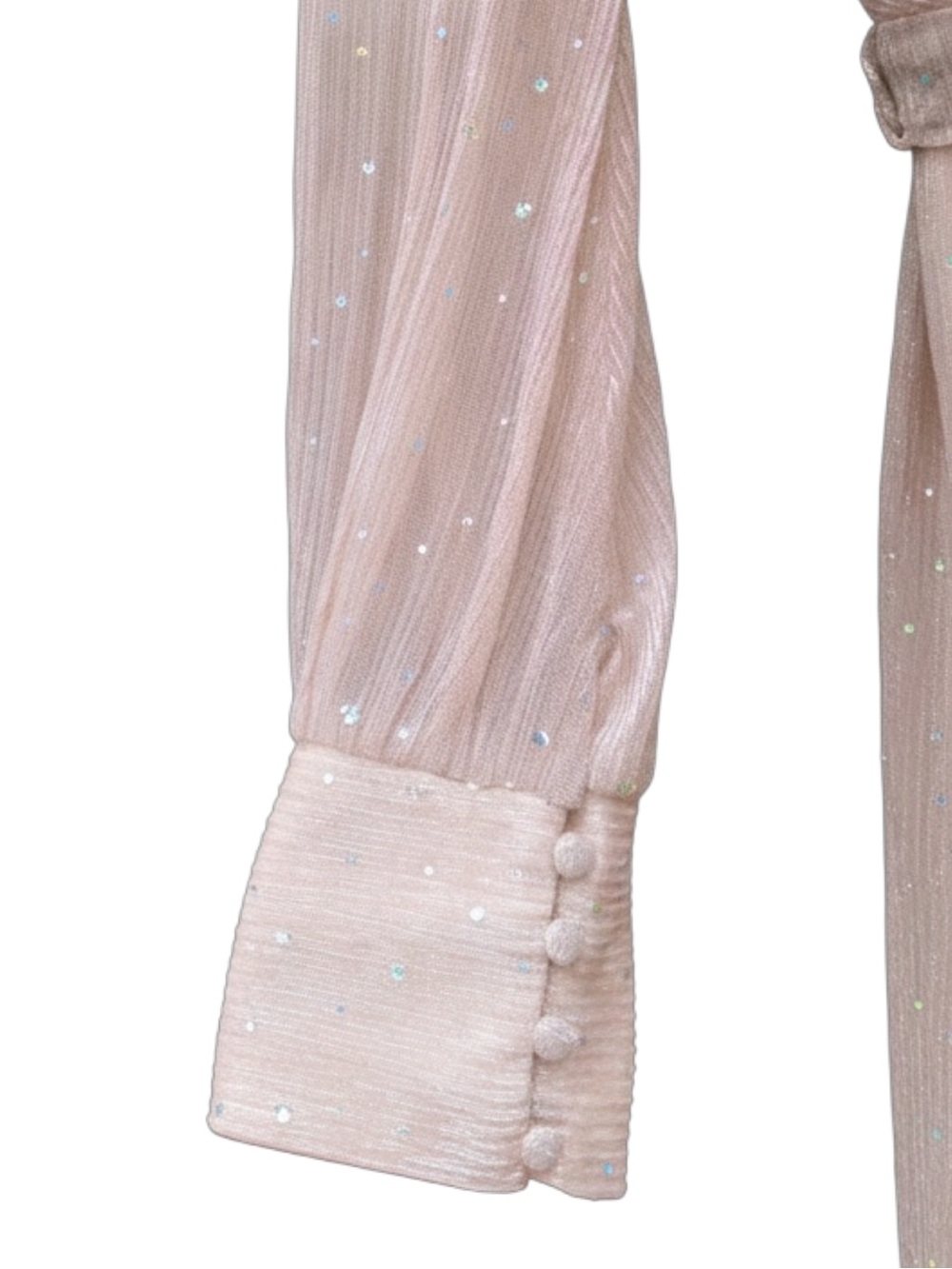 Baltic Born Shimmer Sequin Maxi Dress Blush Rose Gold Long Sleeve Formal Size 2X - Picture 5 of 7